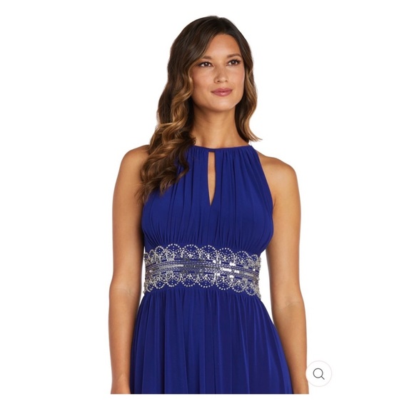 R & M Richard Maxi Dress Long Sleeveless Long Gown With Beaded Waist.Sz 10.NWT - Picture 4 of 16